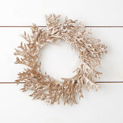 Champagne Glittered Artificial Staghorn Fern Wreath