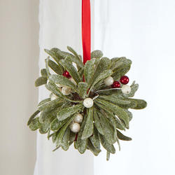 Frosted Artificial Mistletoe Kissing Ball