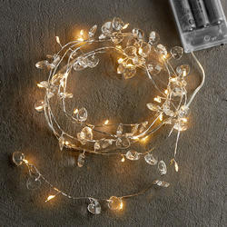 Lighted Wire Garland with Crystal Heart Gem Accents