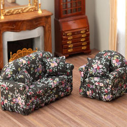 Dollhouse Miniature Couch and Chair Living Room Set