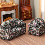 Dollhouse Miniature Couch and Chair Living Room Set