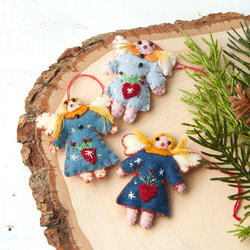 Factory Direct Craft Hand-Stitched Angel Christmas Ornament3 Pieces