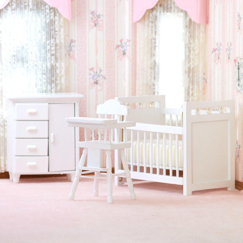 Dollhouse Miniature White Baby Nursery 