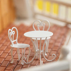 Dollhouse Miniature White Bistro Table Set