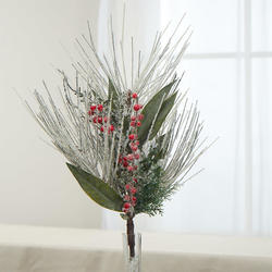 Snowy Artificial Long Pine and Berry Spray