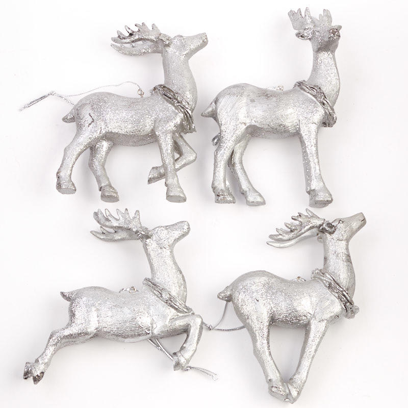 Silver Glittered Reindeer Ornaments - Christmas Ornaments - Christmas ...