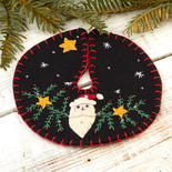 Mini Handcrafted Santa and Stars Tree Skirt