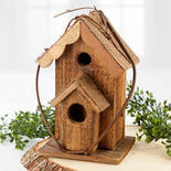 Rustic Wood Birdhouse with Burlap Roof