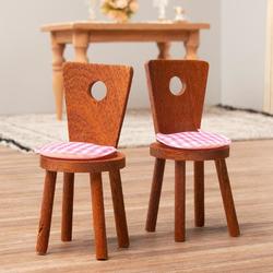 Dollhouse Miniature Walnut Cafe Chair Set