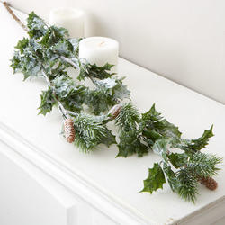 Frosted Artificial Holly and Pine Spray
