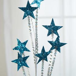 Blue Glittered Star and Silver Sequin Spray
