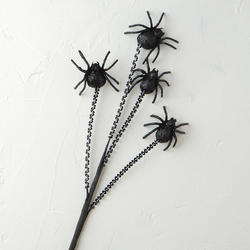 Halloween Black Spider Sequined Floral Spray