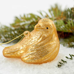 Gold Mercury Glass Chickadee Christmas Ornament