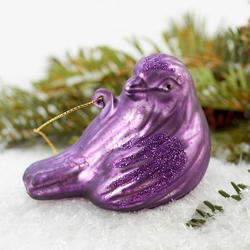 Purple Mercury Glass Chickadee Christmas Ornament