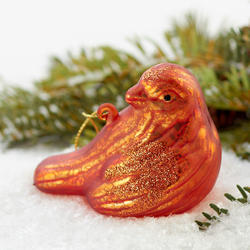 Rust Mercury Glass Chickadee Christmas Ornament
