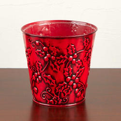 Red Holly Embossed Planter