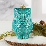 Blue Mercury Glass Owl Christmas Ornament