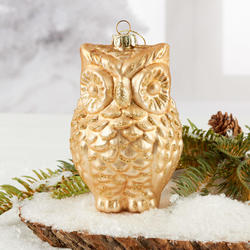 Gold Mercury Glass Owl Christmas Ornament
