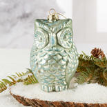 Light Blue Mercury Glass Owl Christmas Ornament