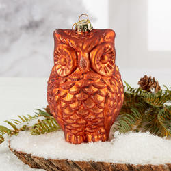 Rust Mercury Glass Owl Christmas Ornament