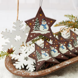 Snowflake and Snowman Star Ornaments