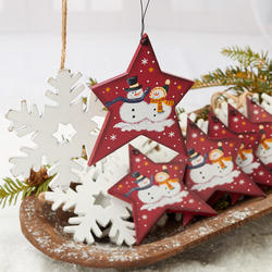 Snowflake and Snowman Star Christmas Ornaments
