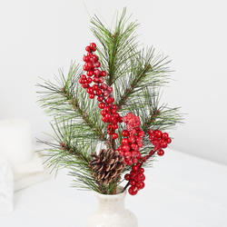 Snowy Artificial Pine and Berry Spray
