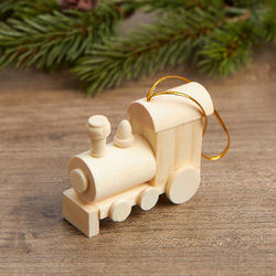 Unfinished Wood Train Ornament