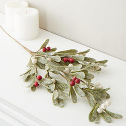 Artificial Frosted Mistletoe and Berry Spray