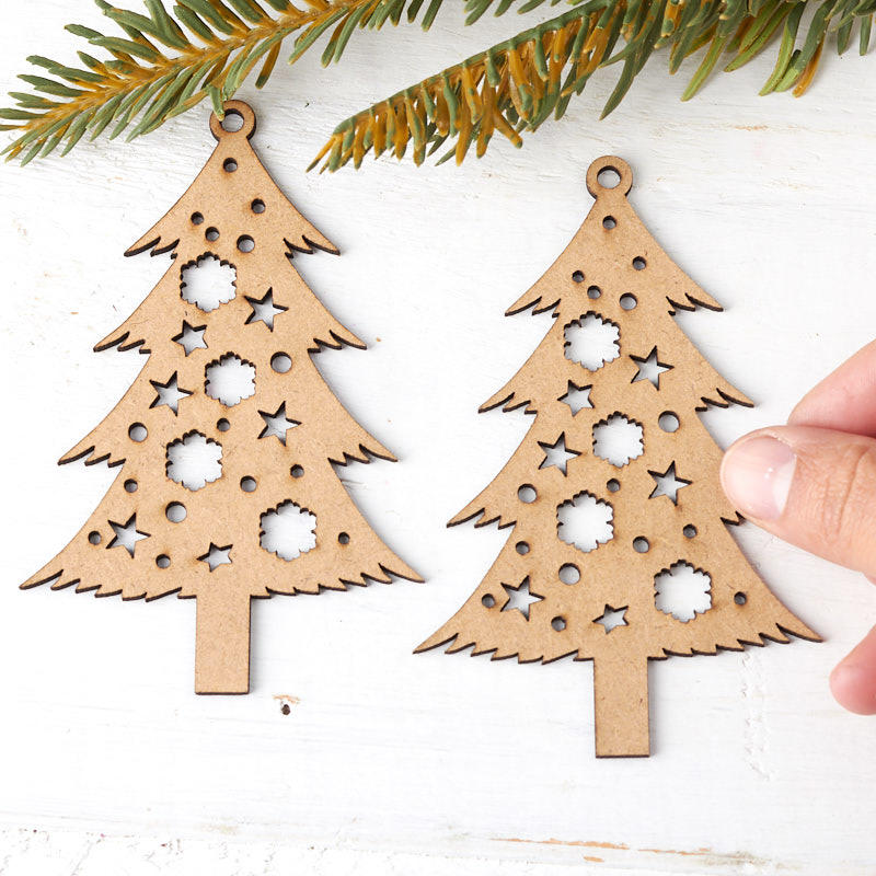 Unfinished Wood Laser Cut Christmas Tree Ornaments - Christmas ...