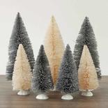 Glittered Silver and White Bottle Brush Trees