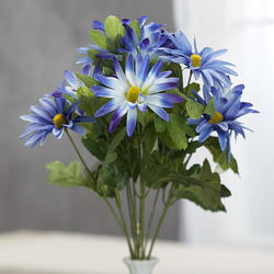 Blue Artificial Silk Flower Daisy Bush