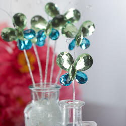 Blue and Green Rhinestone Butterfly Picks