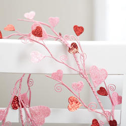 Red and Pink Glittered Heart Valentine Garland
