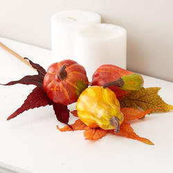 Autumn Artificial Pumpkin, Gourd, and Maple Leaf Spray
