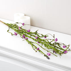 Purple Artificial Blossom and Mossy Twig Spray