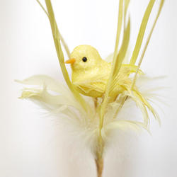 Yellow Artificial Bird and Feather Floral Spray