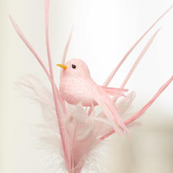 Pink Artificial Bird and Feather Floral Spray