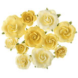 Yellow Button Rose Floral Embellishments