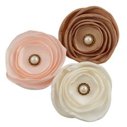Pink, Brown, and Ivory Flower Embellishments