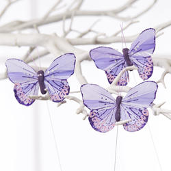 Lavender Feathered Artificial Butterflies
