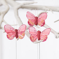 Pink Feathered Artificial Butterflies