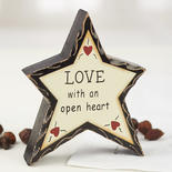 "Love with an Open Heart" Chunky Wood Star