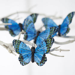 Blue Feathered Artificial Butterflies