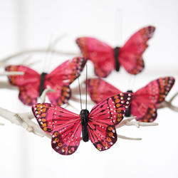 Beauty Pink Feathered Artificial Butterflies