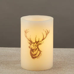 Cream Deer Head LED Pillar Candle