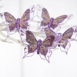 Purple Glittered Burlap Artificial Butterflies