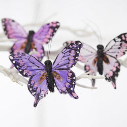 Purple Feathered Artificial Butterflies