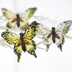 Yellow Artificial Feathered Butterflies