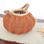 Orange Burlap Pumpkin Basket Lantern